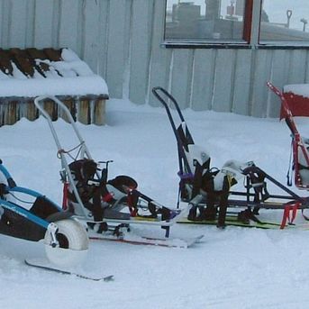 Ulike varianter av skiutstyr for funksjonshemmede